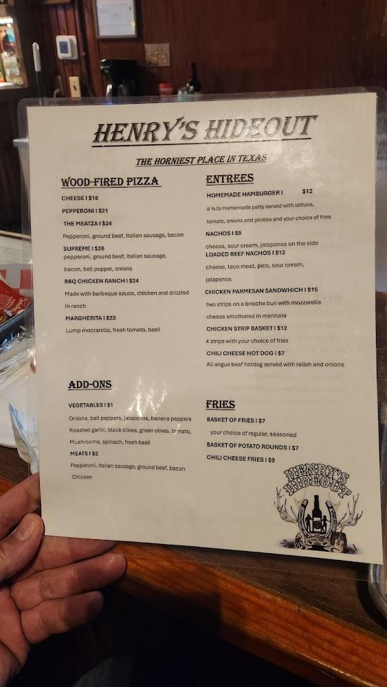 Henry's Hideout Menu image 3